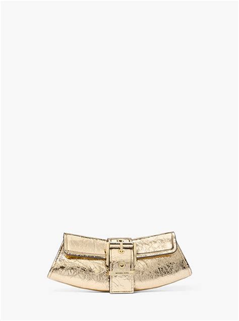 michael kors coby gold metalic leather|Colby Small Crackled Metallic Leather Convertible Clutch.